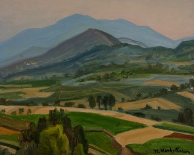 Crossroads to Velina – Dusk — Oil painting, Canvas, 40.00×50.00cm — Theodoros Markellos